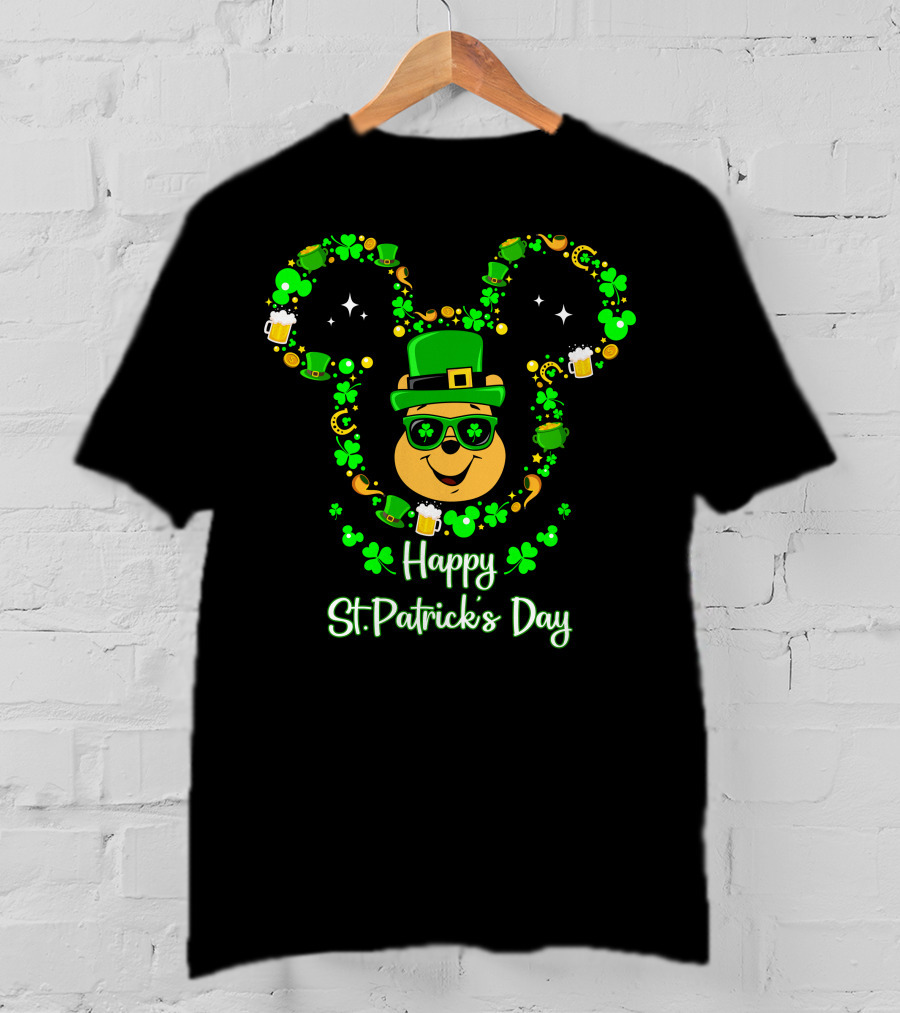Happy St. Patrick's Day Pooh Mouse Ears T-Shirt