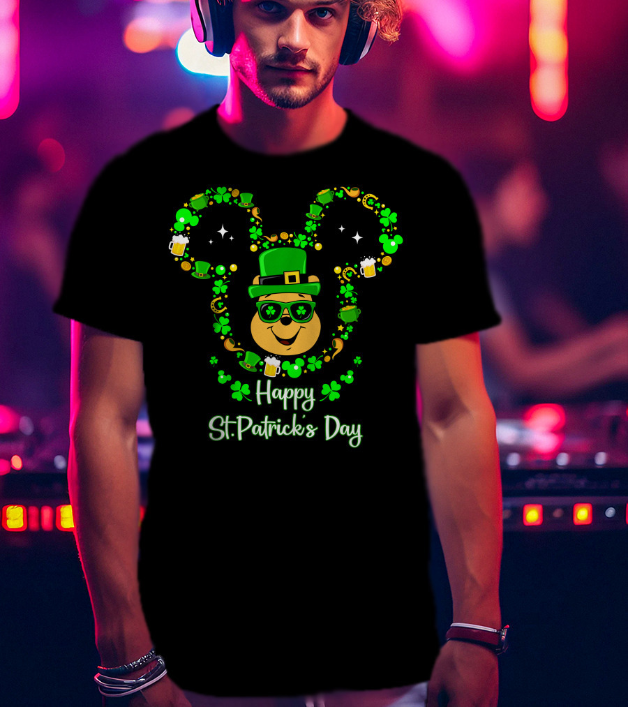 Happy St. Patrick's Day Pooh Mouse Ears T-Shirt