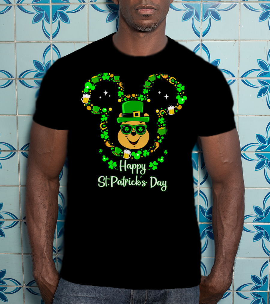 Happy St. Patrick's Day Pooh Mouse Ears T-Shirt