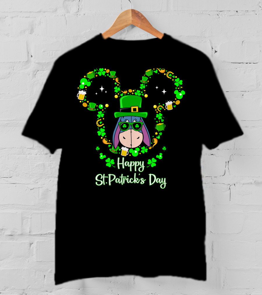Eeyore Happy St. Patrick's Day Clover Hat T-Shirt