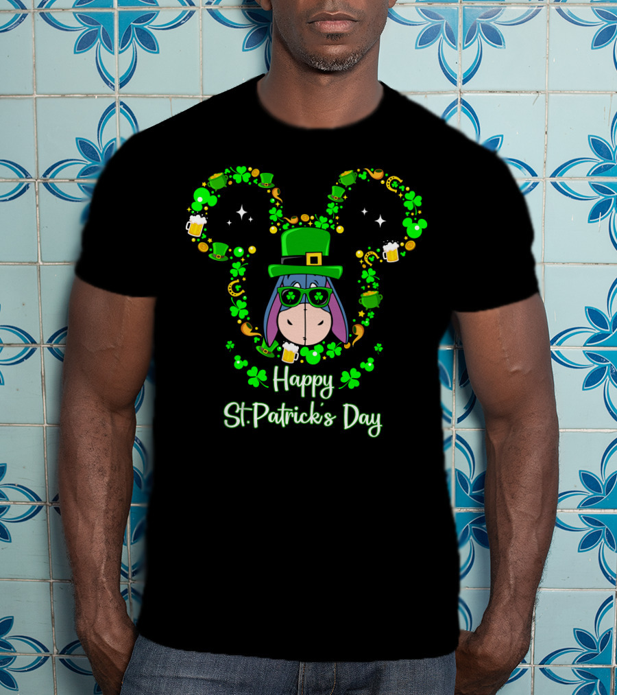 Eeyore Happy St. Patrick's Day Clover Hat T-Shirt