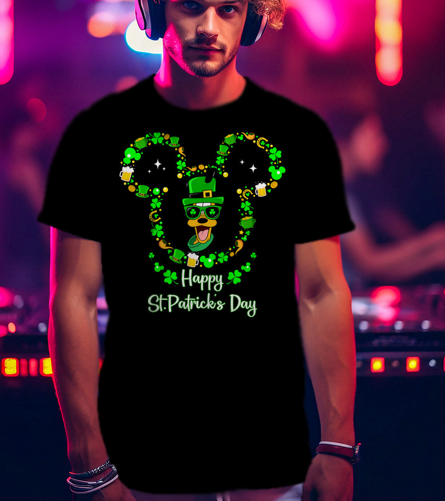 Happy St. Patrick's Day Pluto Lucky Clover Hat And Green Beer T-Shirt