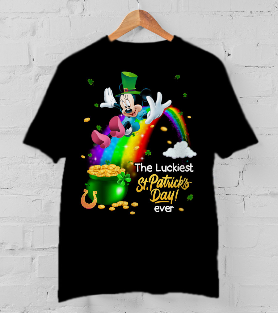 Minnie The Luckiest St. Patrick's Day Ever Rainbow Pot Of Gold T-Shirt