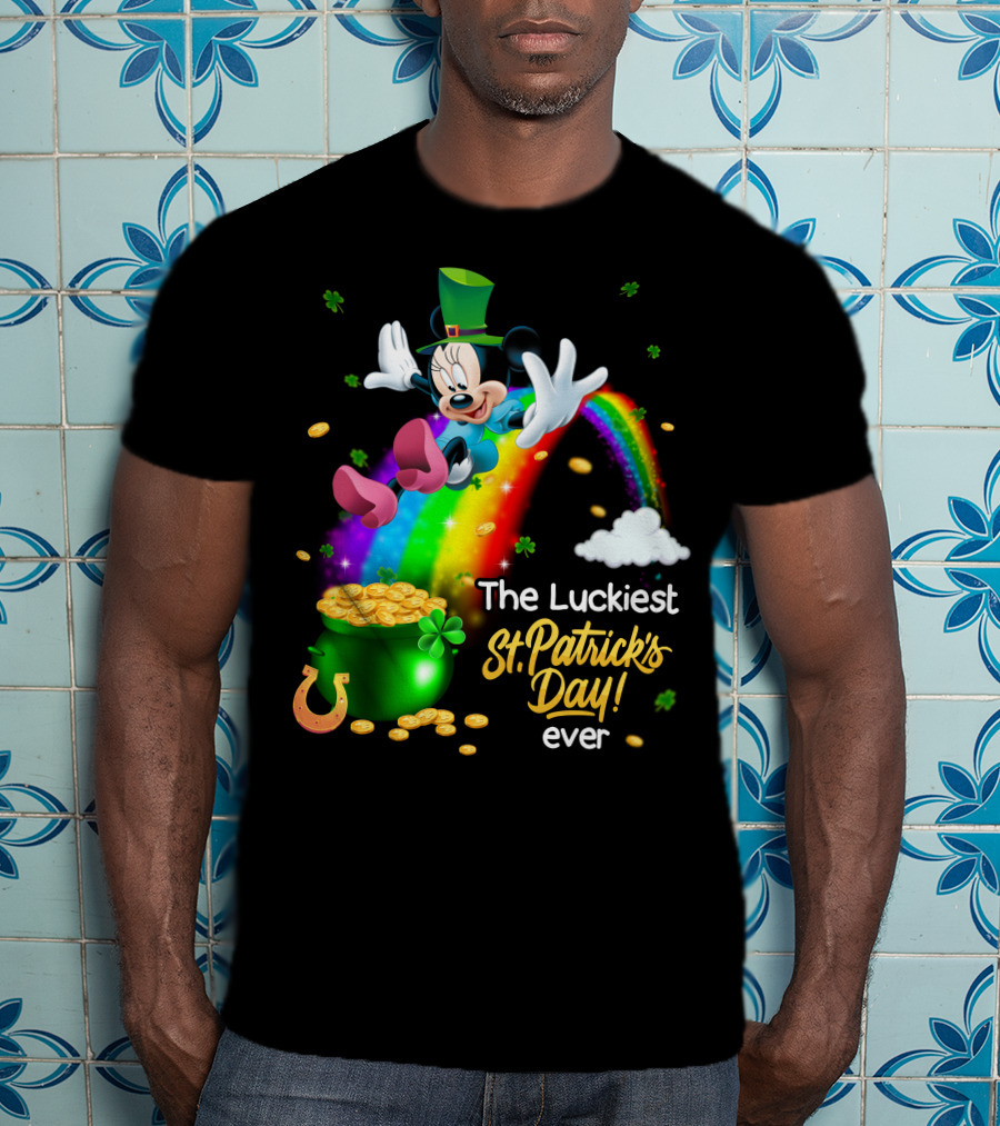 Minnie The Luckiest St. Patrick's Day Ever Rainbow Pot Of Gold T-Shirt