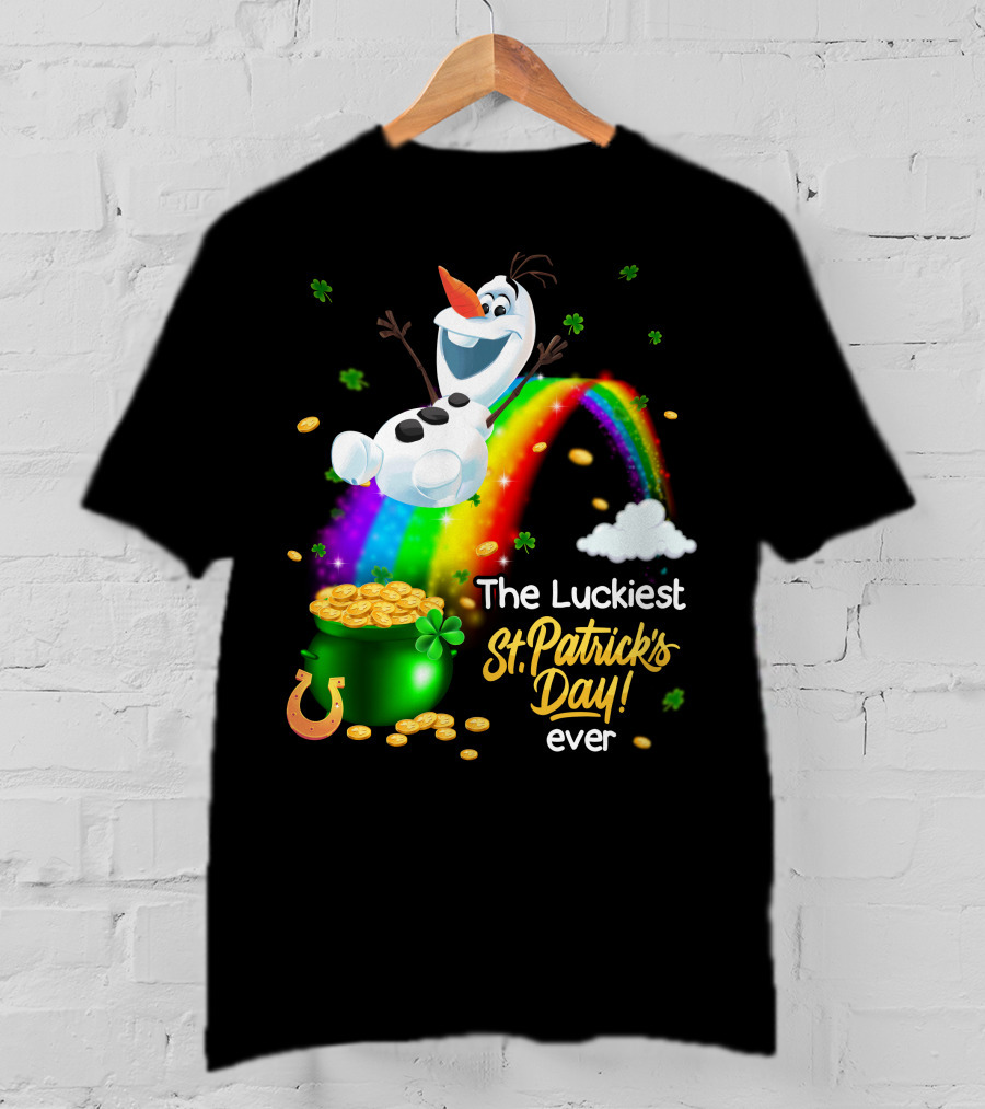 The Luckiest St. Patrick's Day Ever Olaf Rainbow Pot Of Gold T-Shirt