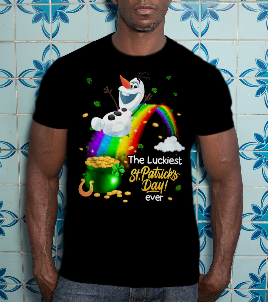 The Luckiest St. Patrick's Day Ever Olaf Rainbow Pot Of Gold T-Shirt