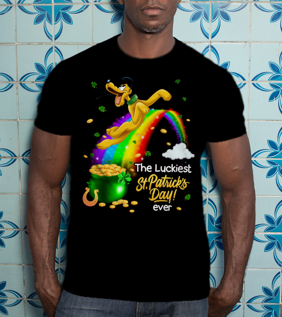 The Luckiest St. Patrick's Day Ever Pluto Rainbow Pot Of Gold T-Shirt