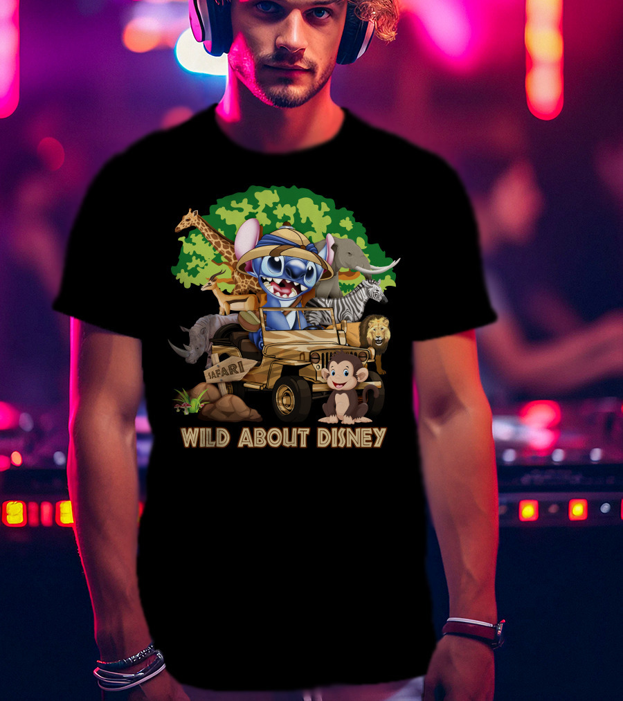 Wild About Disney Safari Stitch With Animals T-Shirt