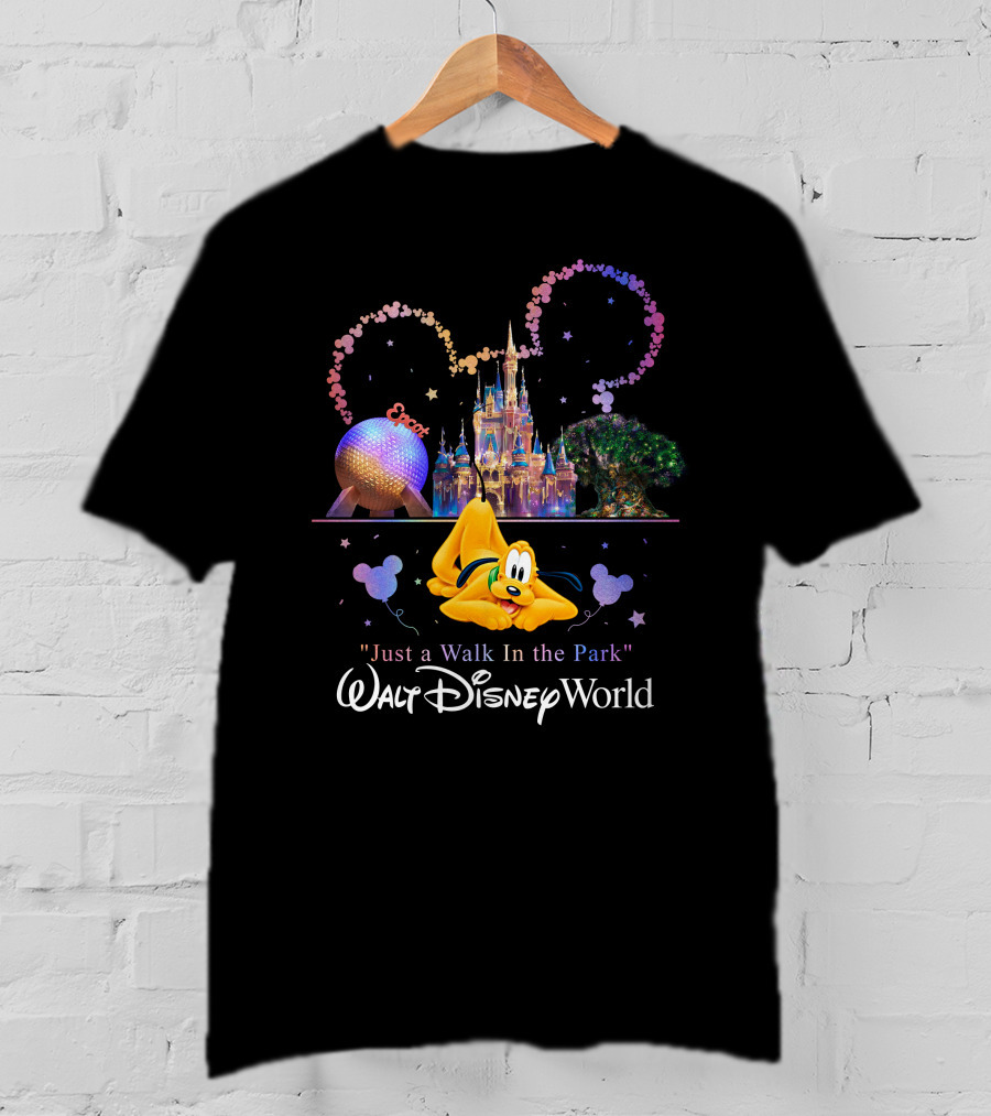 Walt Disney World Just A Walk In The Park Pluto Magic Kingdom Epcot T-Shirt