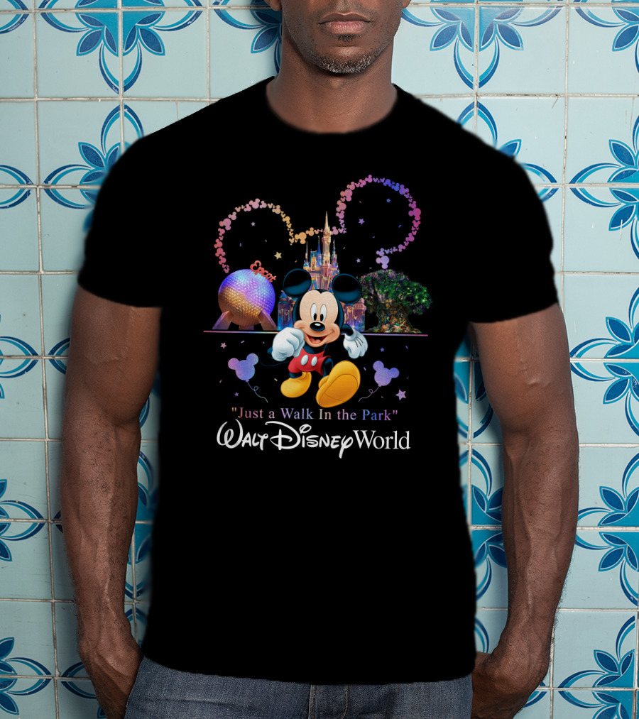 Just A Walk In The Park Walt Disney World Epcot Mickey Mouse T-Shirt
