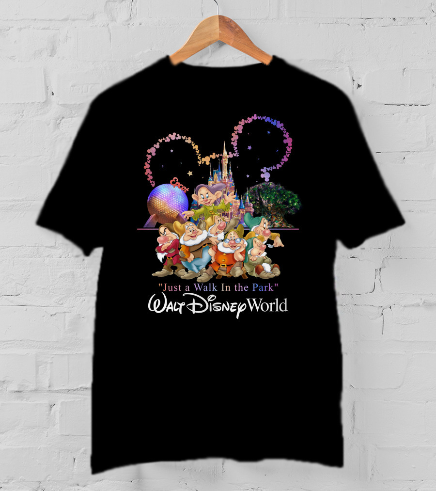 Walt Disney World 7 Dwarfs Epcot Castle Fireworks Just A Walk In The Park T-Shirt