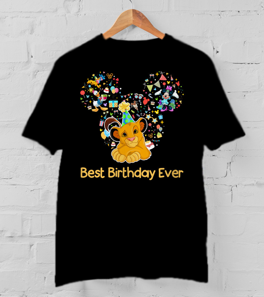 Simba Best Birthday Ever Disney Mickey Mouse Ears Party Hat T-Shirt