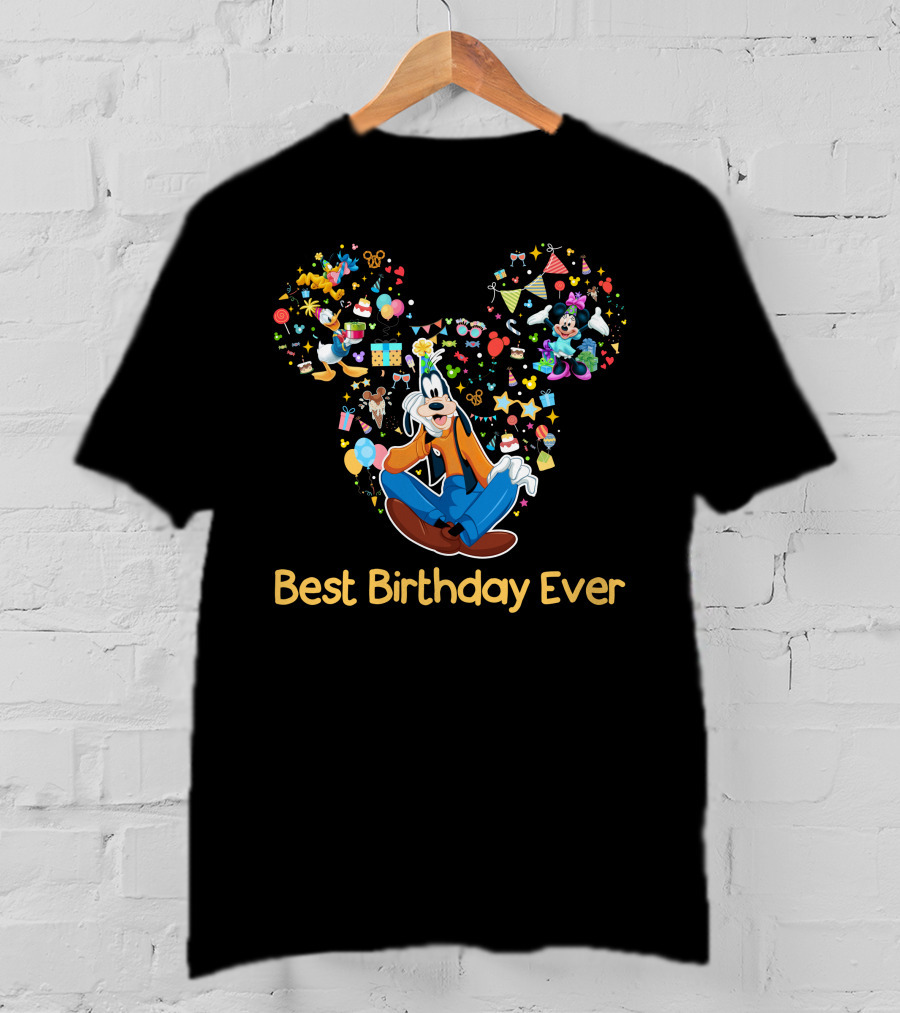 Best Birthday Ever Goofy Minnie Mickey Ears Celebration T-Shirt