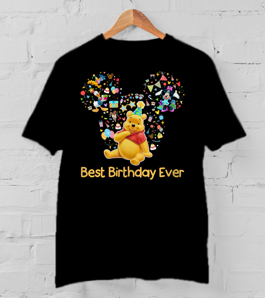 Best Birthday Ever Winnie The Pooh Mickey Ears Celebration T-Shirt