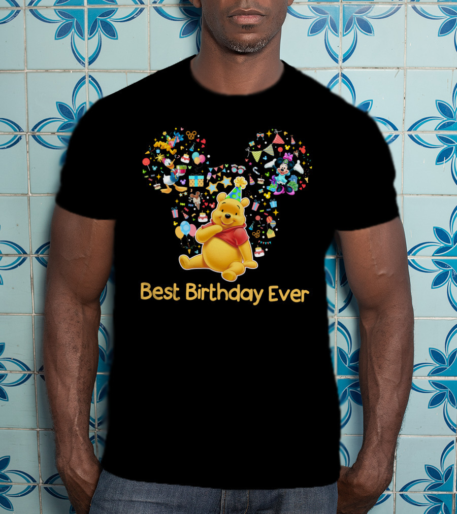 Best Birthday Ever Winnie The Pooh Mickey Ears Celebration T-Shirt