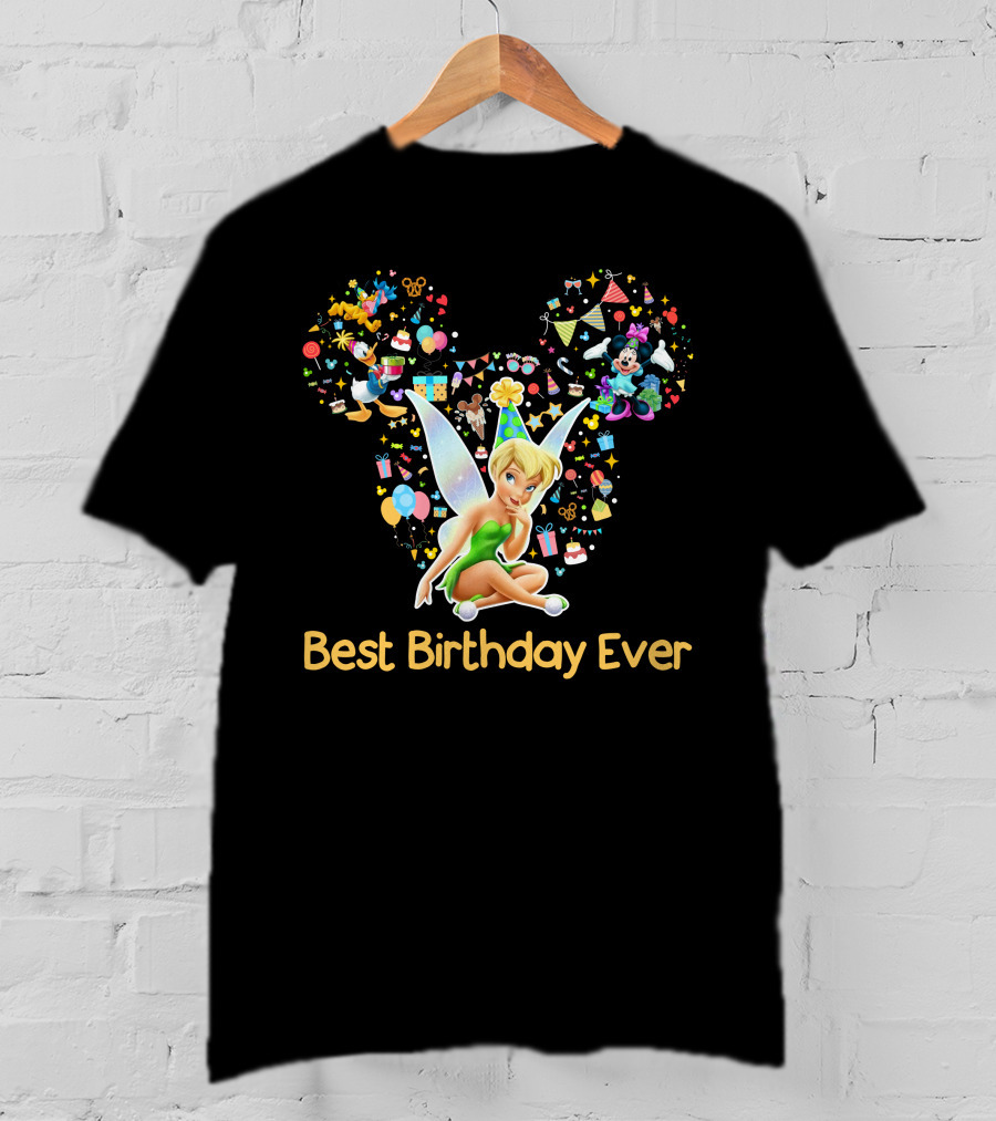 Tinkerbell Best Birthday Ever Disney Celebration Mickey Ears T-Shirt