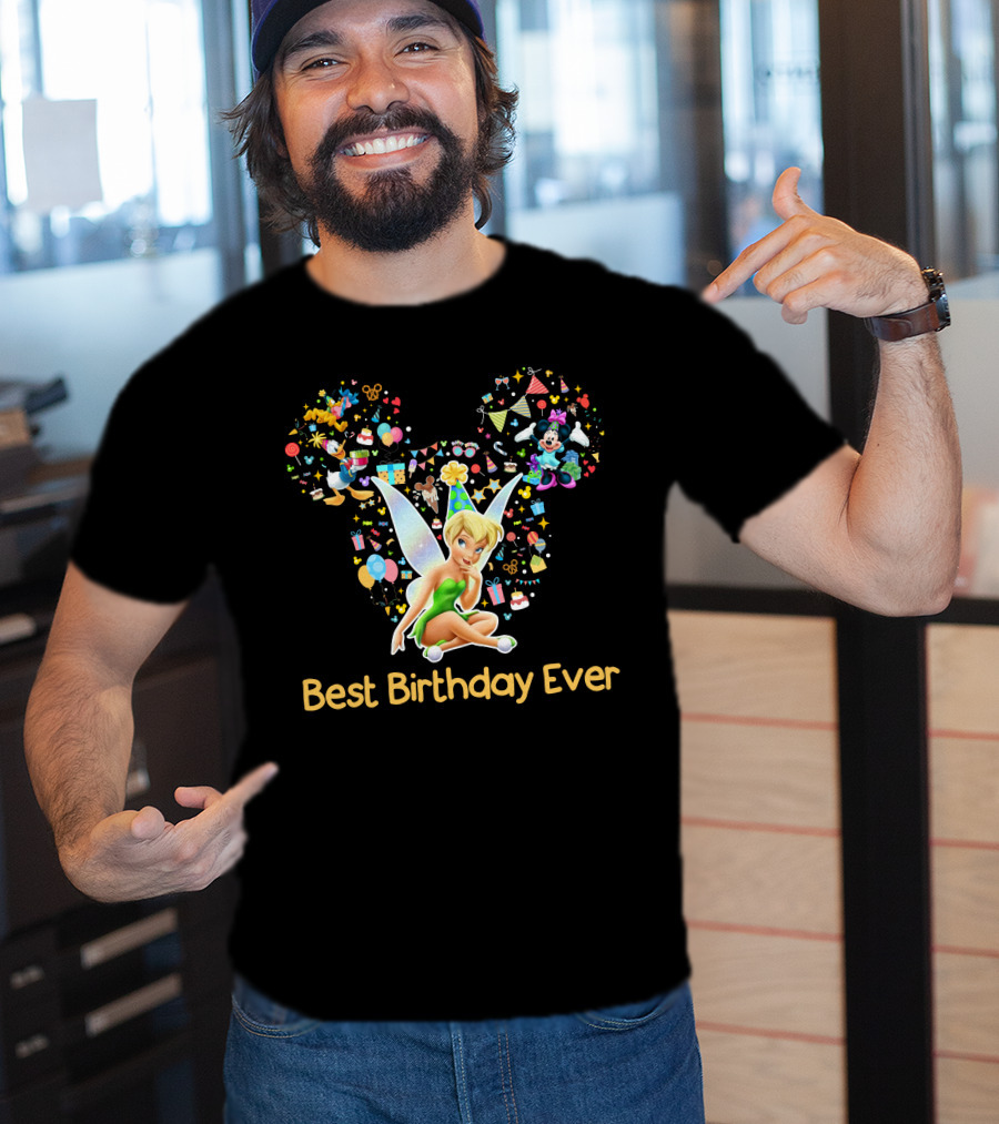 Tinkerbell Best Birthday Ever Disney Celebration Mickey Ears T-Shirt