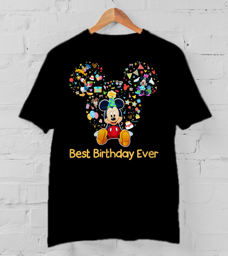 Mickey Best Birthday Ever Celebration Party Theme T-Shirt