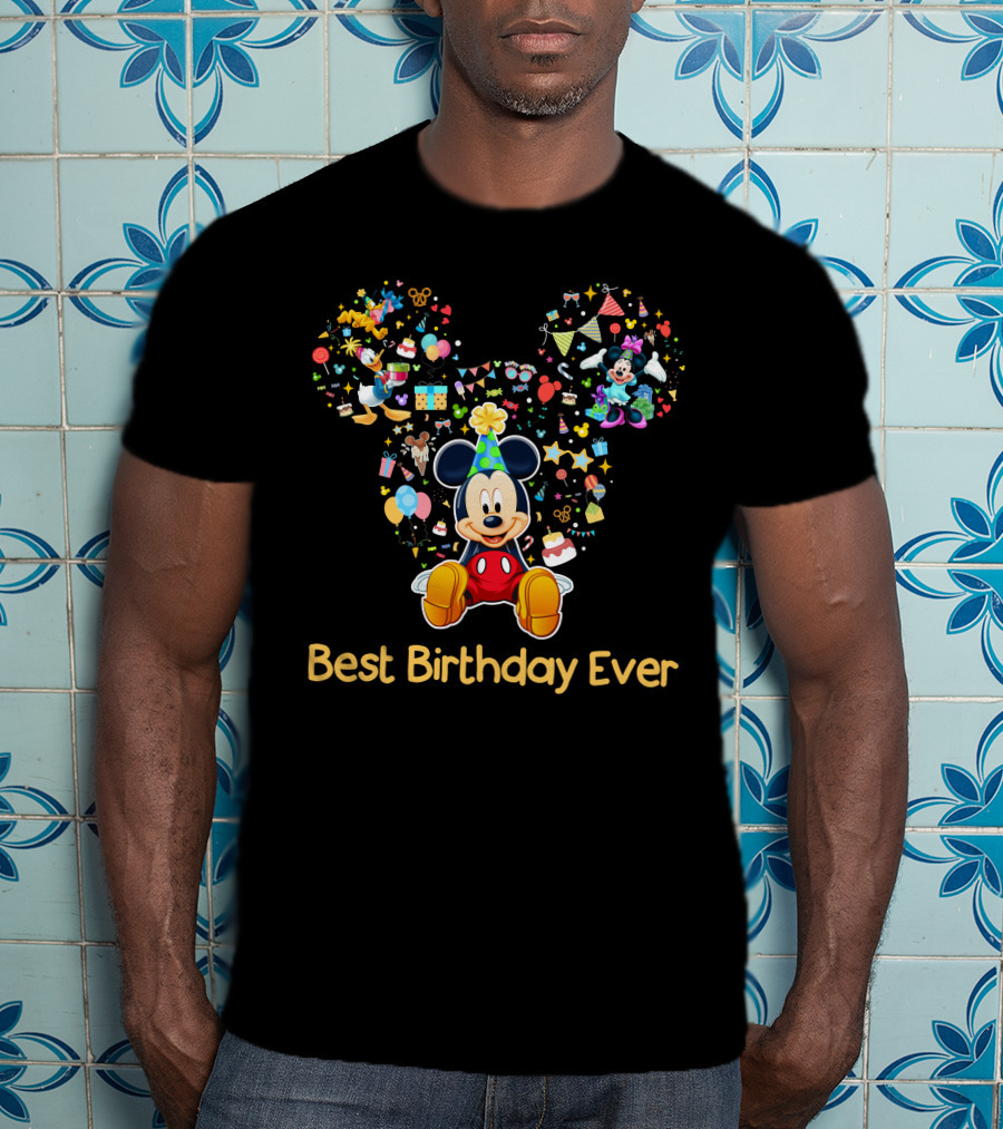 Mickey Best Birthday Ever Celebration Party Theme T-Shirt