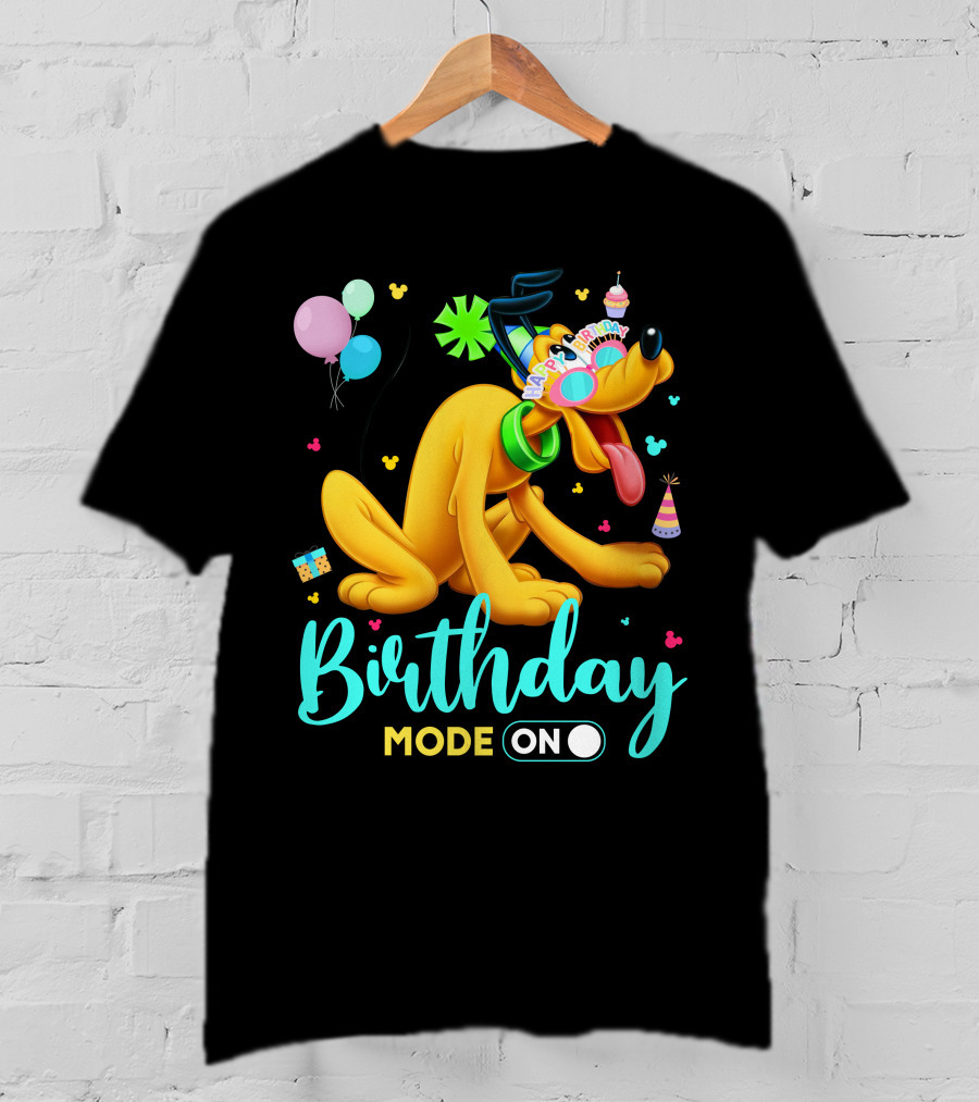 Birthday Mode On Pluto Party Celebration Balloons And Confetti T-Shirt