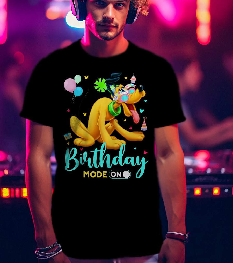 Birthday Mode On Pluto Party Celebration Balloons And Confetti T-Shirt