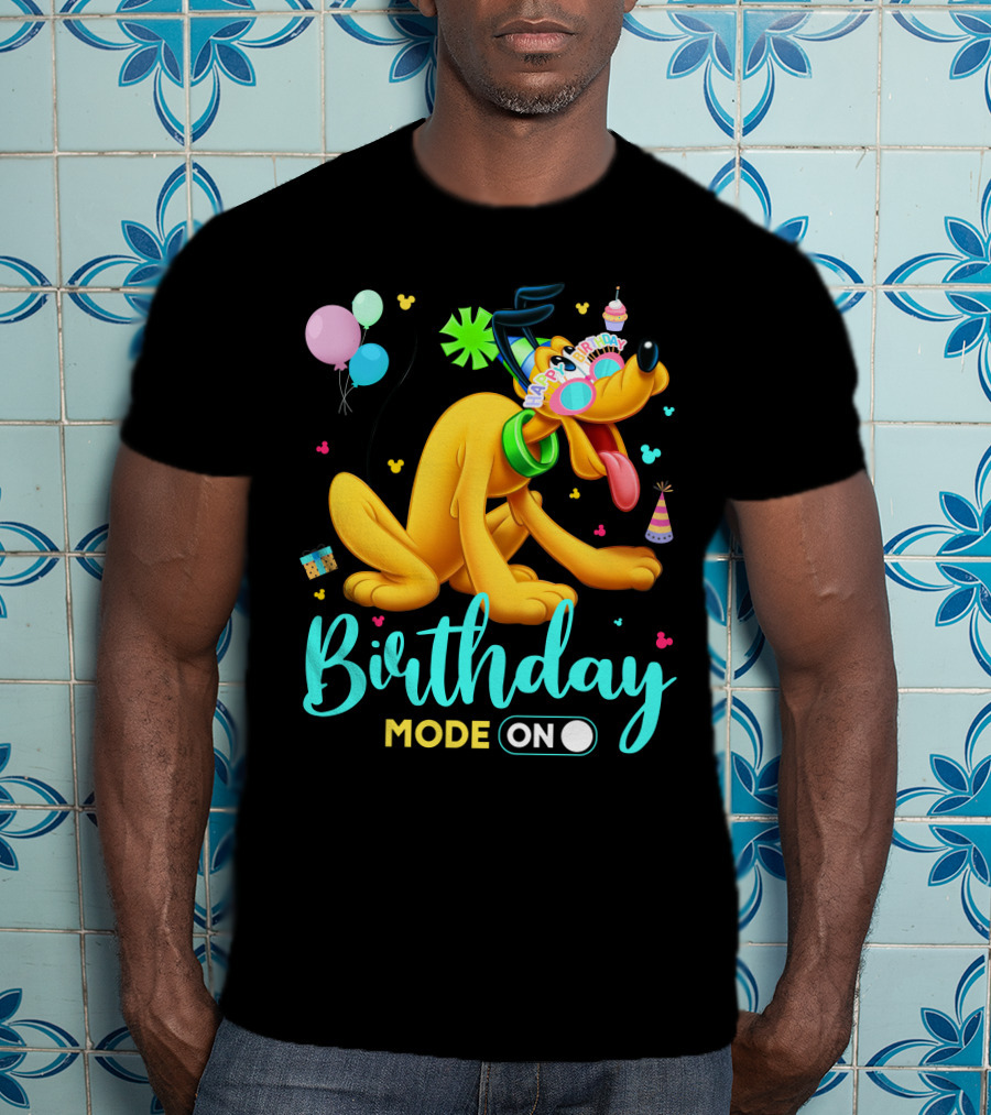Birthday Mode On Pluto Party Celebration Balloons And Confetti T-Shirt