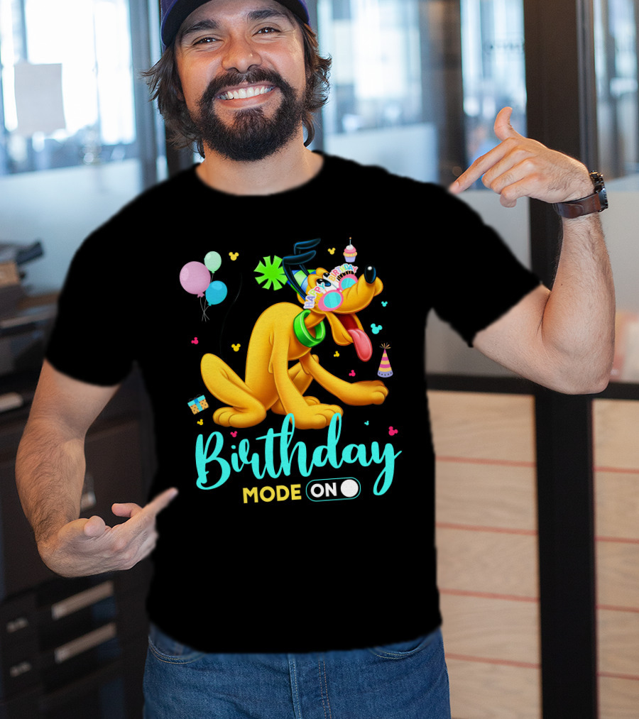 Birthday Mode On Pluto Party Celebration Balloons And Confetti T-Shirt