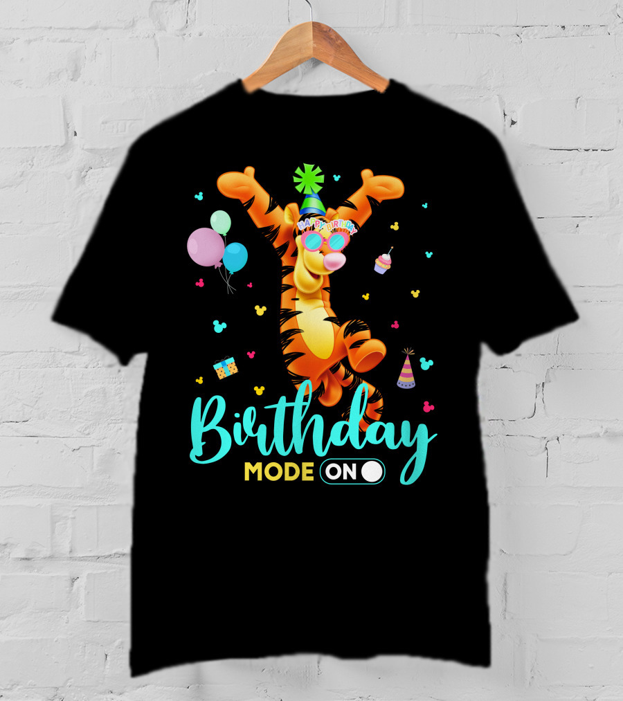 Tigger Birthday Mode On Party Celebration Balloons Cupcake Hat T-Shirt