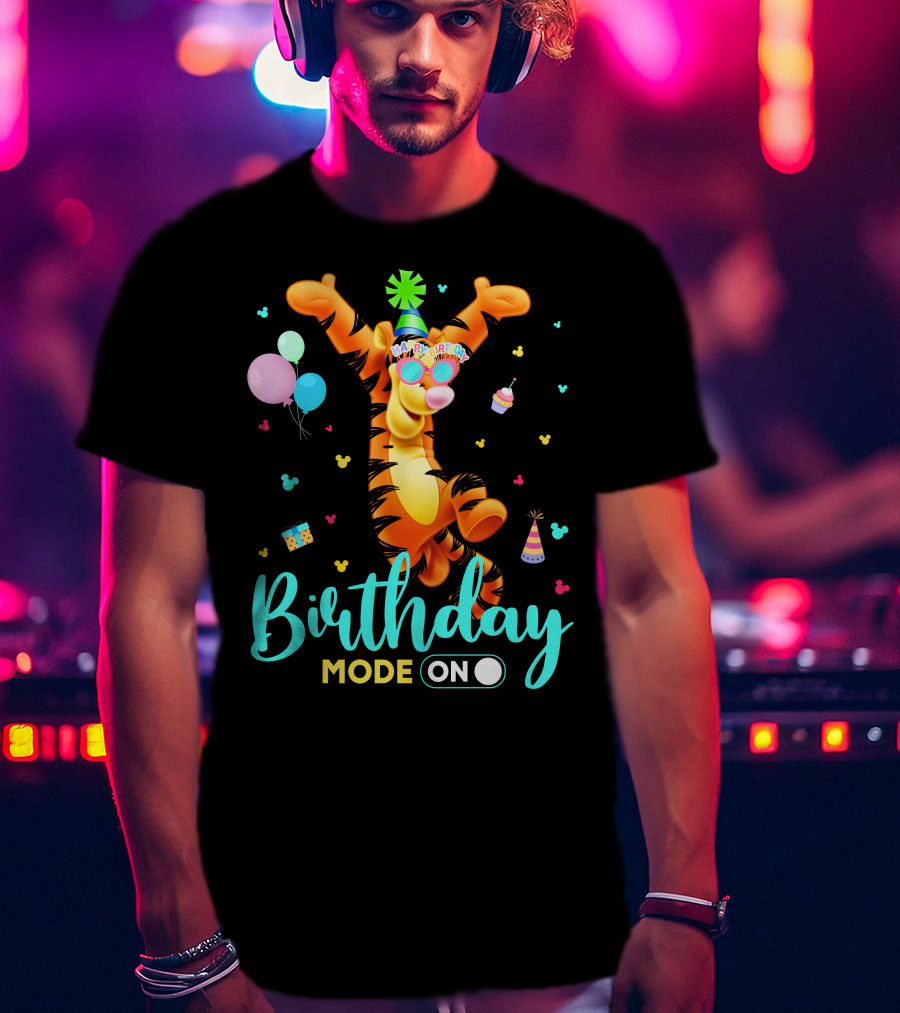 Tigger Birthday Mode On Party Celebration Balloons Cupcake Hat T-Shirt