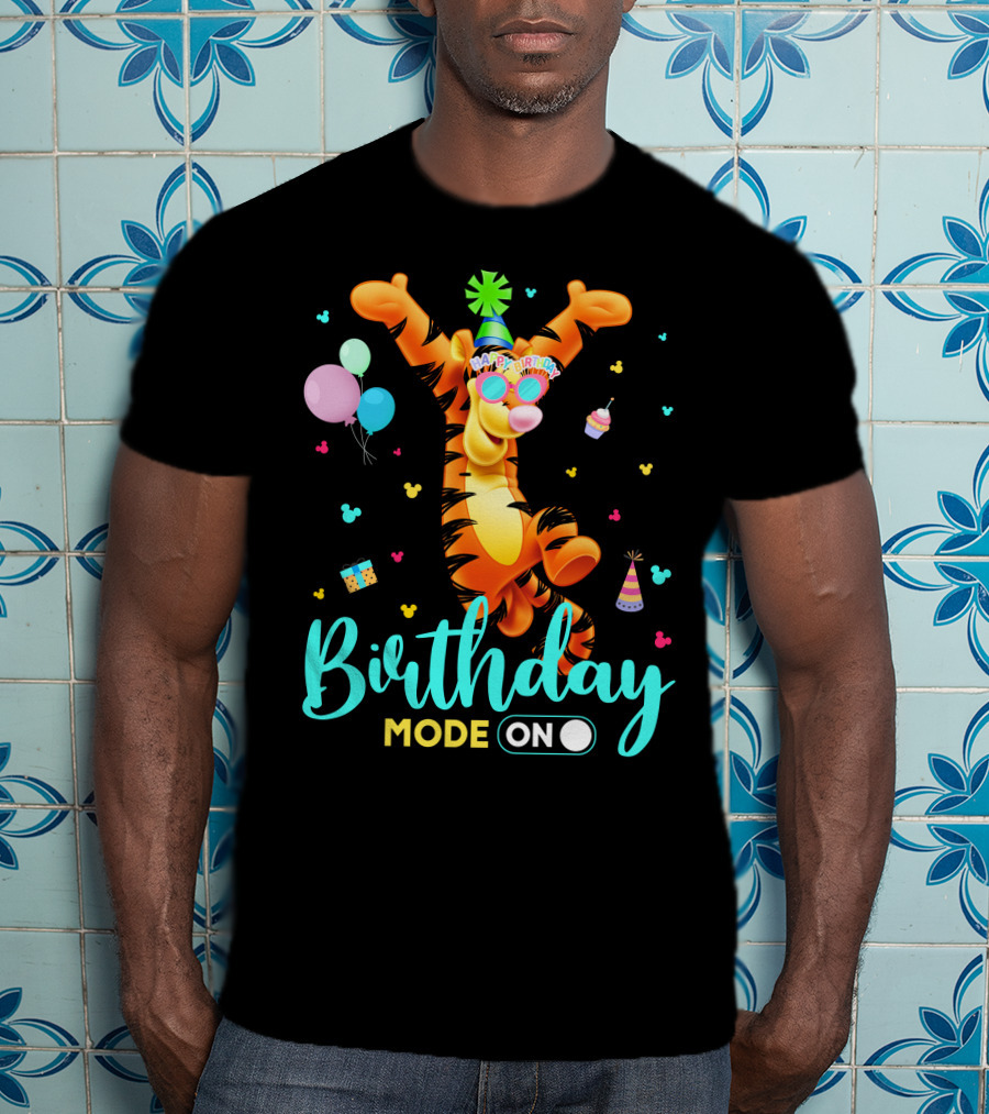 Tigger Birthday Mode On Party Celebration Balloons Cupcake Hat T-Shirt