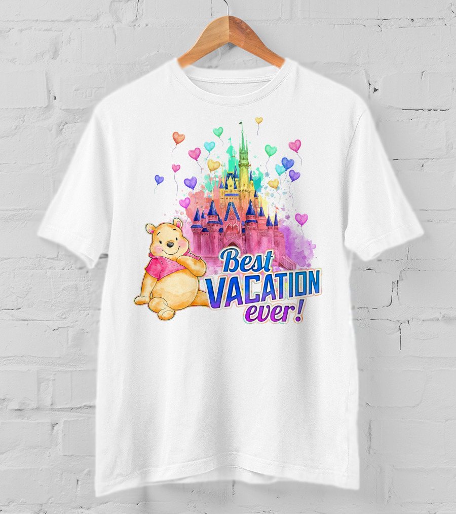 Best Vacation Ever Pooh Castle Balloons T-Shirt