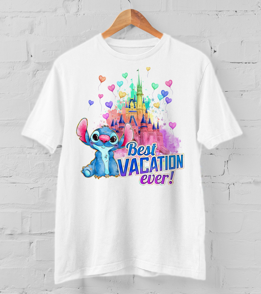 Best Vacation Ever Stitch Castle Balloons T-Shirt