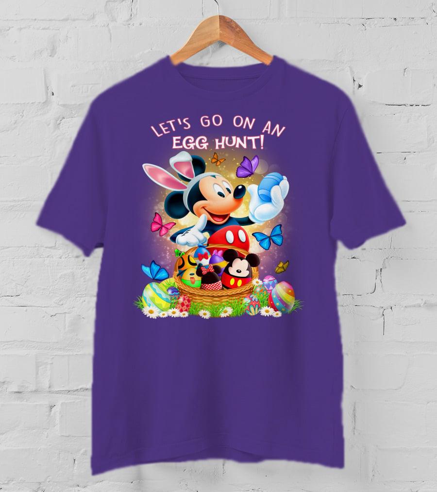 Let's Go On An Egg Hunt Mickey Mouse Easter Basket Butterflies T-Shirt