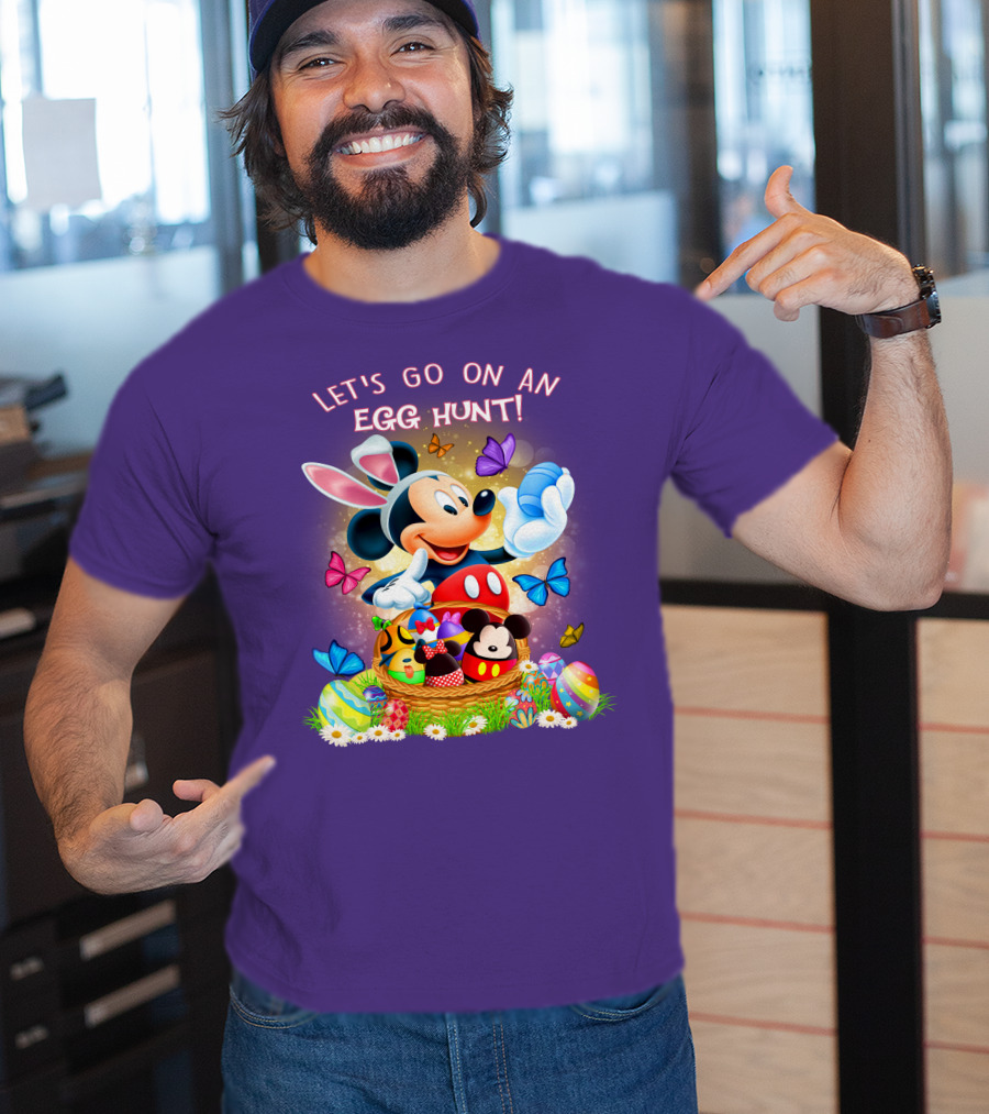 Let's Go On An Egg Hunt Mickey Mouse Easter Basket Butterflies T-Shirt