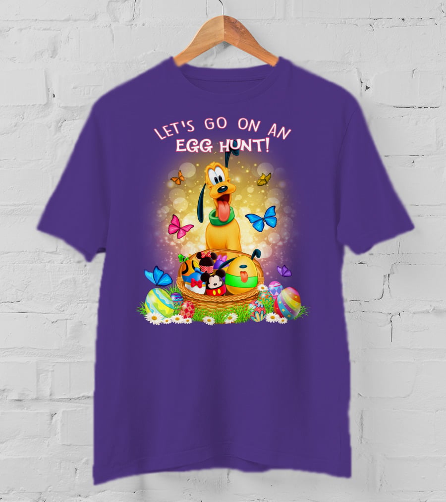 Let's Go On An Egg Hunt Pluto Butterflies Basket Eggs T-Shirt