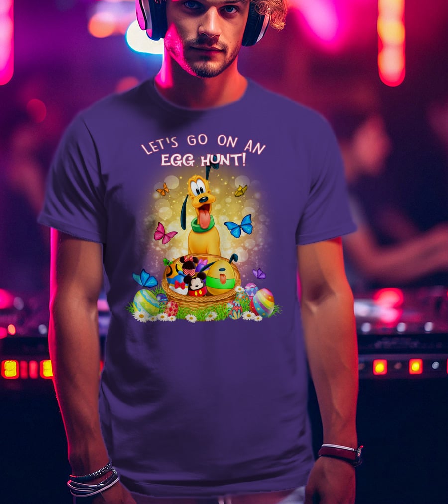 Let's Go On An Egg Hunt Pluto Butterflies Basket Eggs T-Shirt