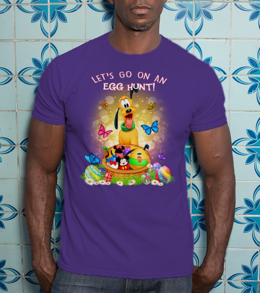 Let's Go On An Egg Hunt Pluto Butterflies Basket Eggs T-Shirt
