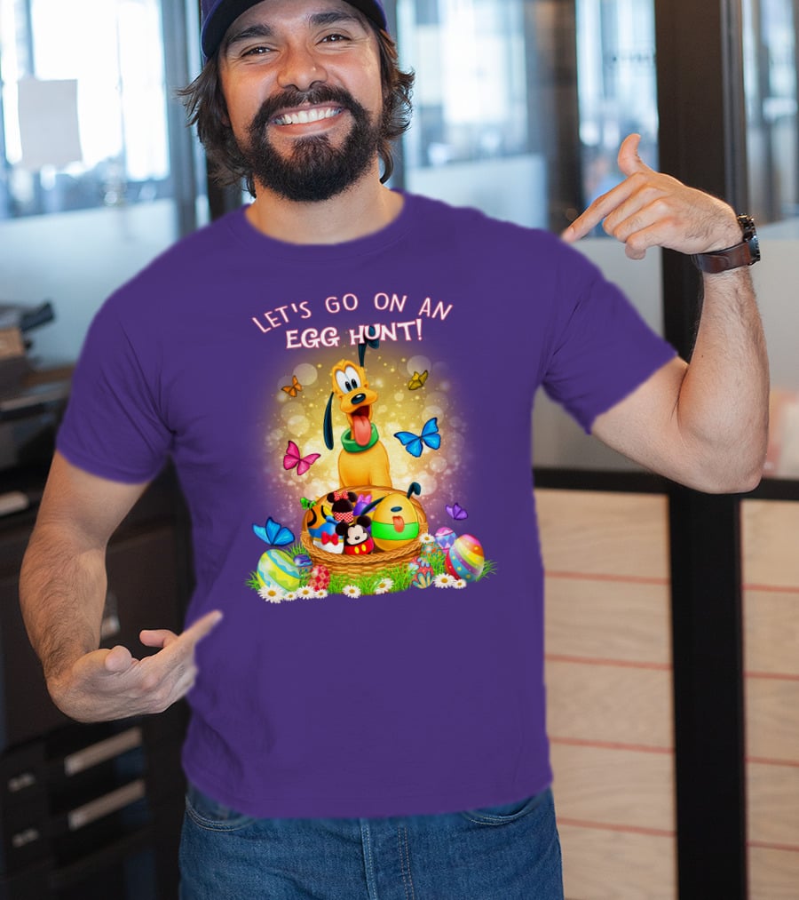 Let's Go On An Egg Hunt Pluto Butterflies Basket Eggs T-Shirt