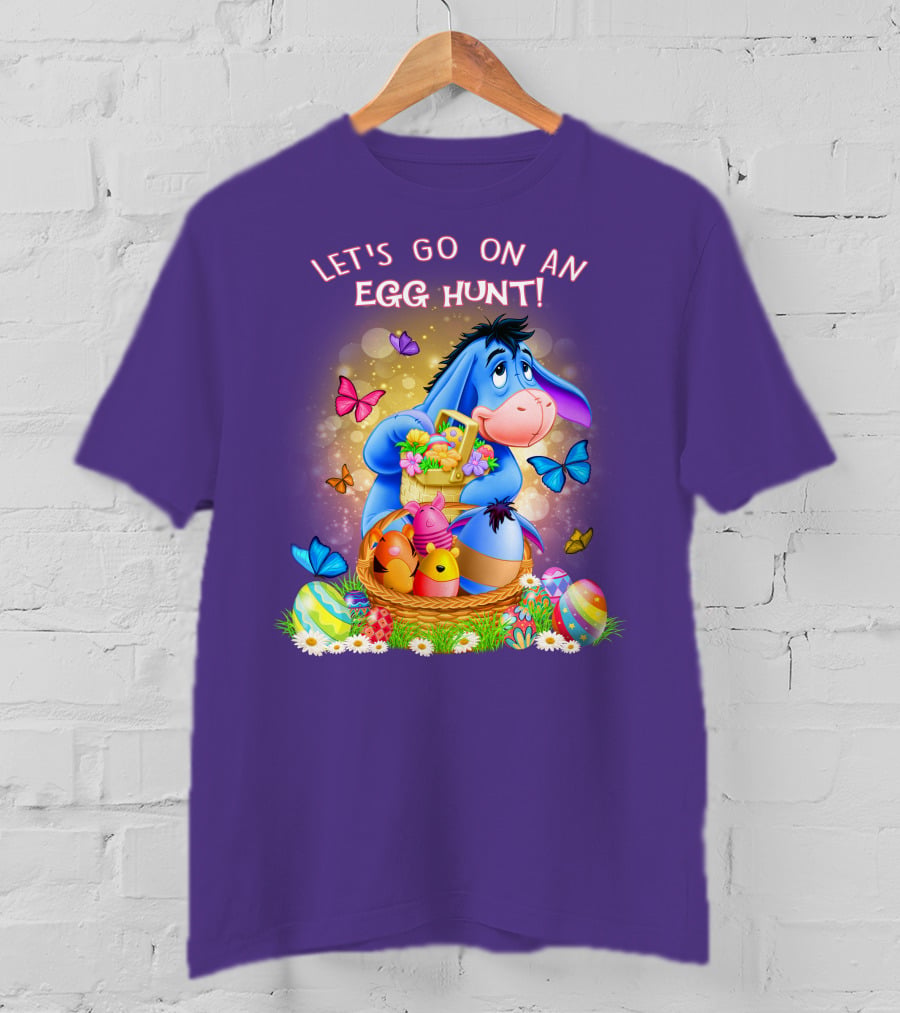 Eeyore Let's Go On An Egg Hunt With Easter Eggs And Butterflies T-Shirt