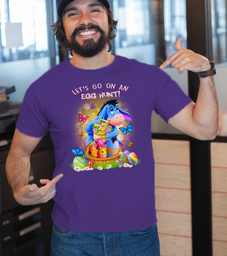 Eeyore Let's Go On An Egg Hunt With Easter Eggs And Butterflies T-Shirt