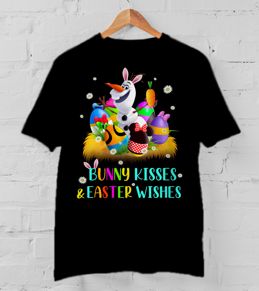 Bunny Kisses & Easter Wishes Olaf With Colorful Eggs And Carrot T-Shirt