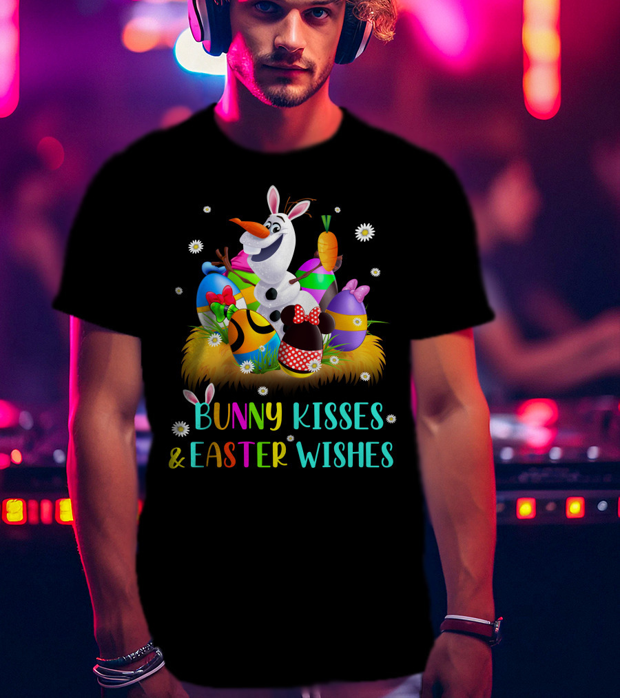 Bunny Kisses & Easter Wishes Olaf With Colorful Eggs And Carrot T-Shirt