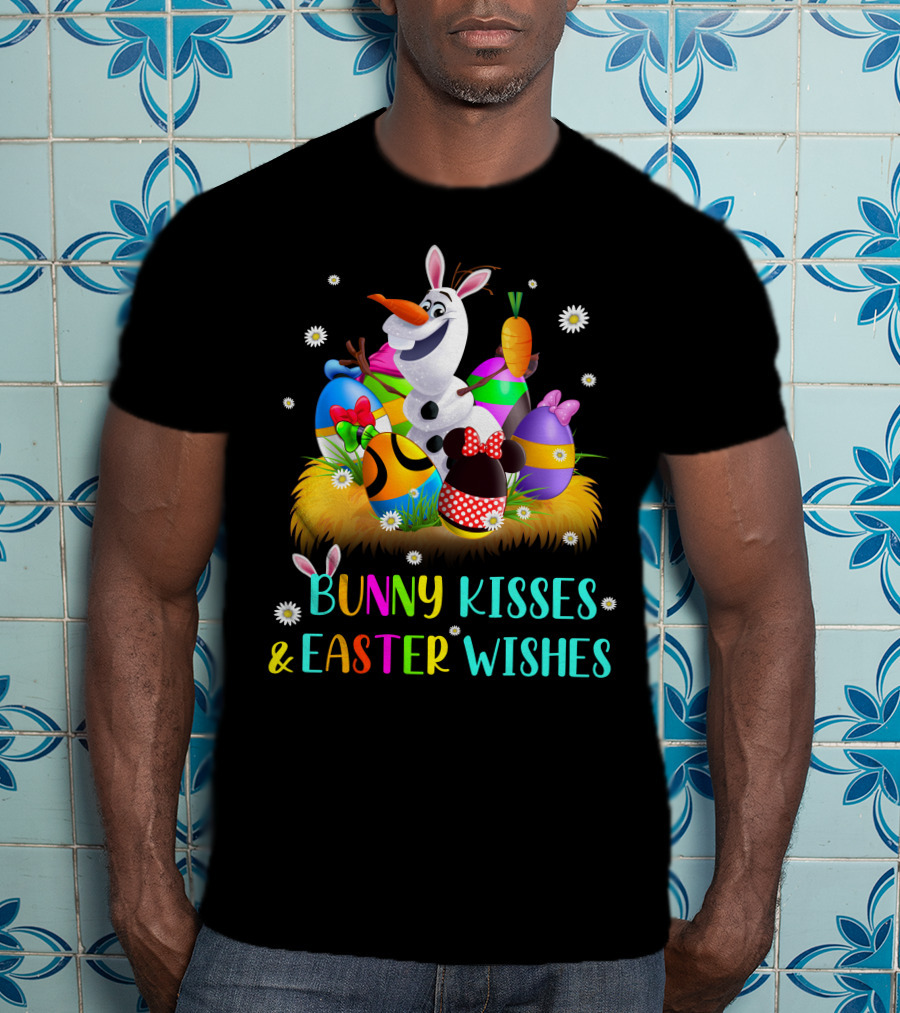 Bunny Kisses & Easter Wishes Olaf With Colorful Eggs And Carrot T-Shirt