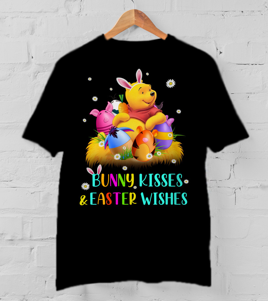 Bunny Kisses & Easter Wishes Pooh Egg Hunt Celebration T-Shirt
