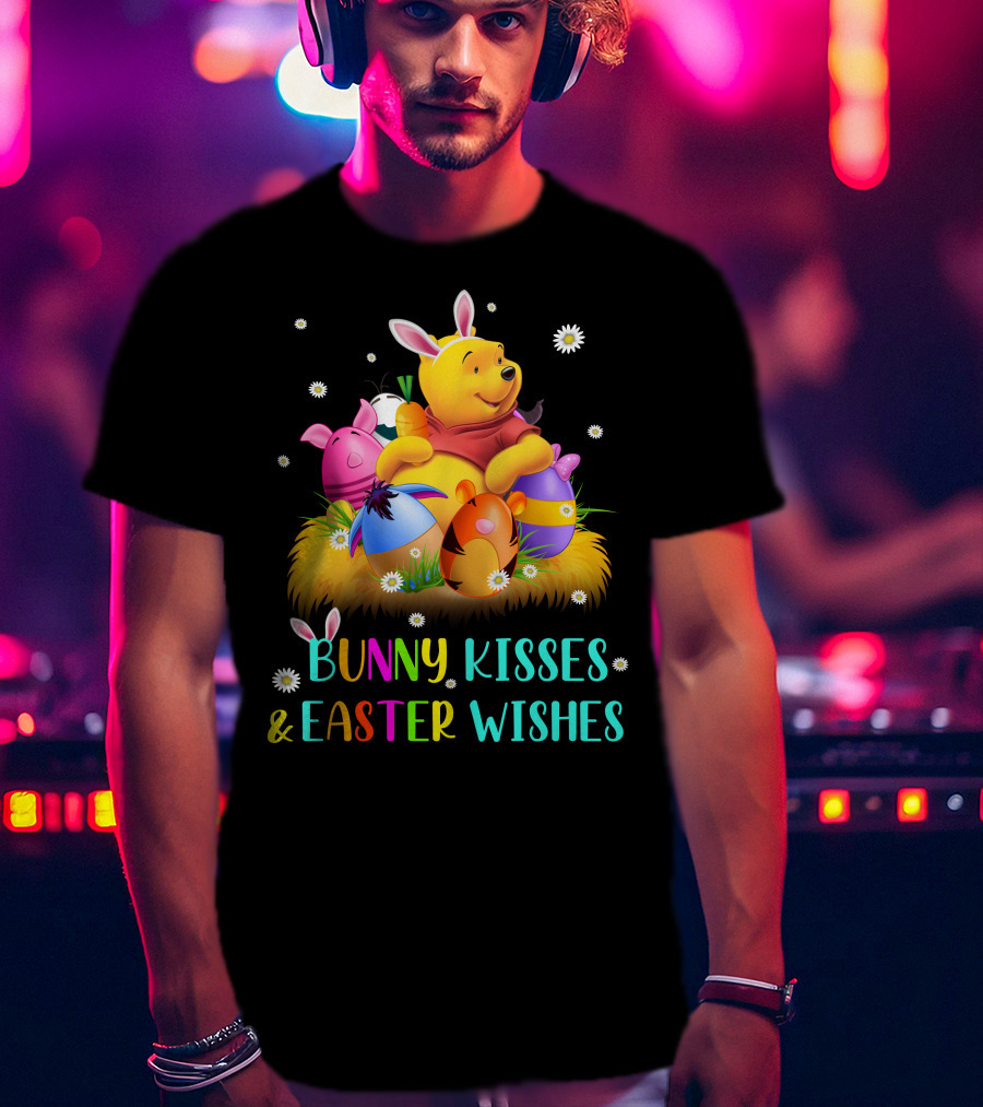 Bunny Kisses & Easter Wishes Pooh Egg Hunt Celebration T-Shirt