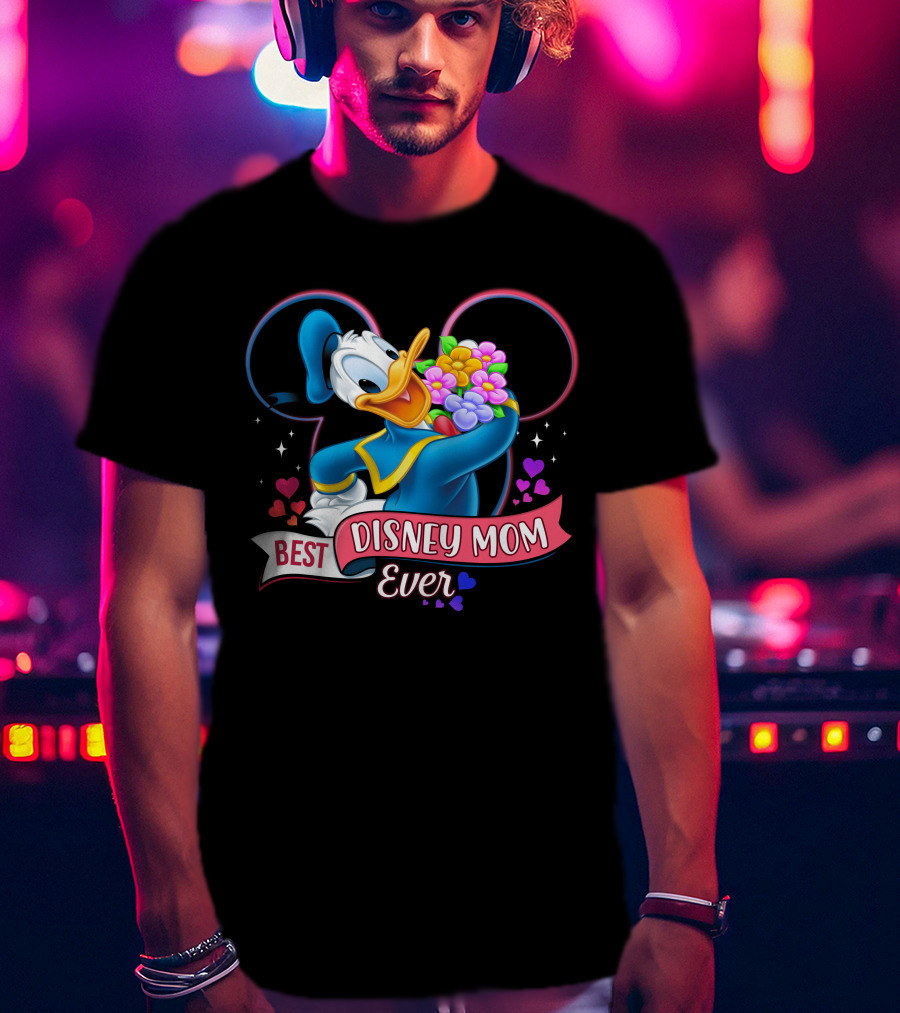 Best Disney Mom Ever Donald Duck With Flowers T-Shirt