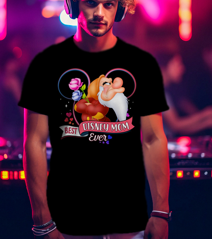 Best Disney Mom Ever Grumpy Roses Hearts Mickey Ears T-Shirt
