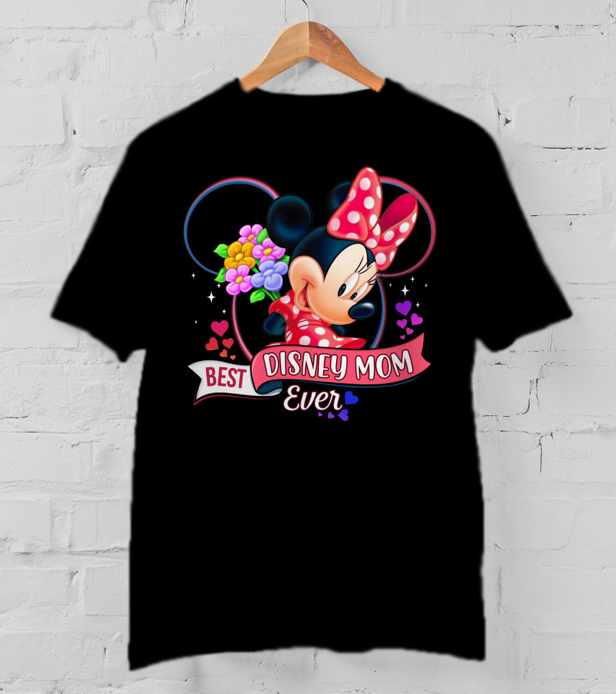 Best Disney Mom Ever Minnie Mouse Flowers Hearts T-Shirt