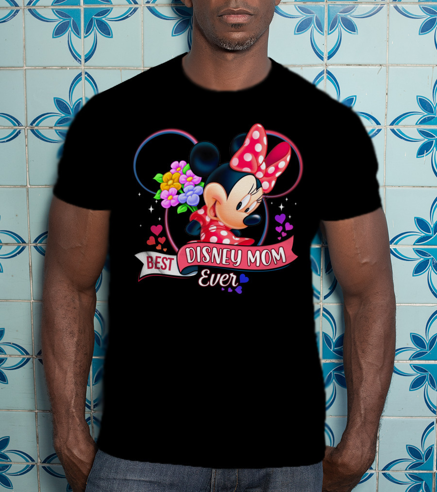 Best Disney Mom Ever Minnie Mouse Flowers Hearts T-Shirt