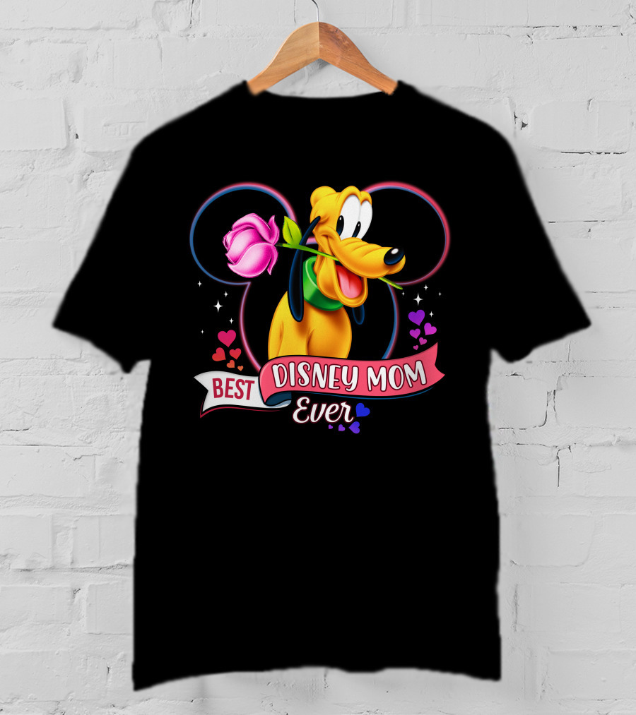 Best Disney Mom Ever Pluto Heart Rose T-Shirt